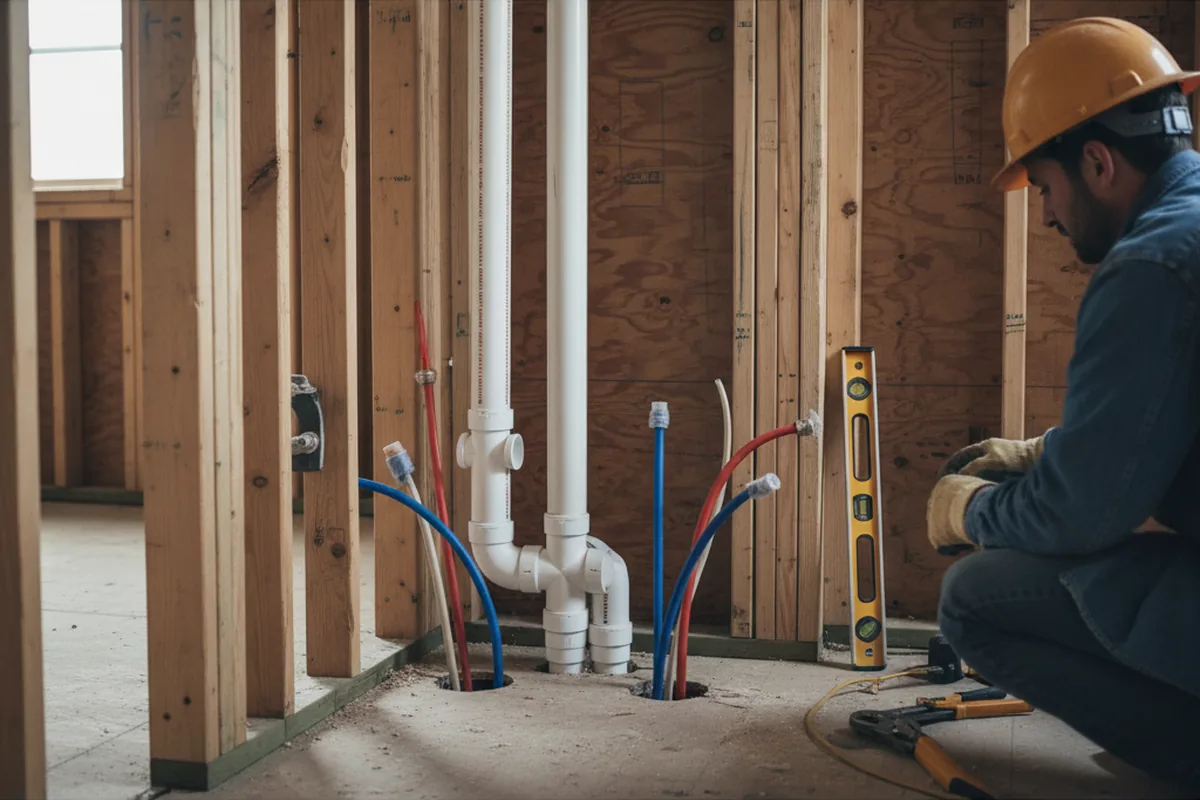 Drain and supply rough-in during Sump Pump Repair in North Norwich