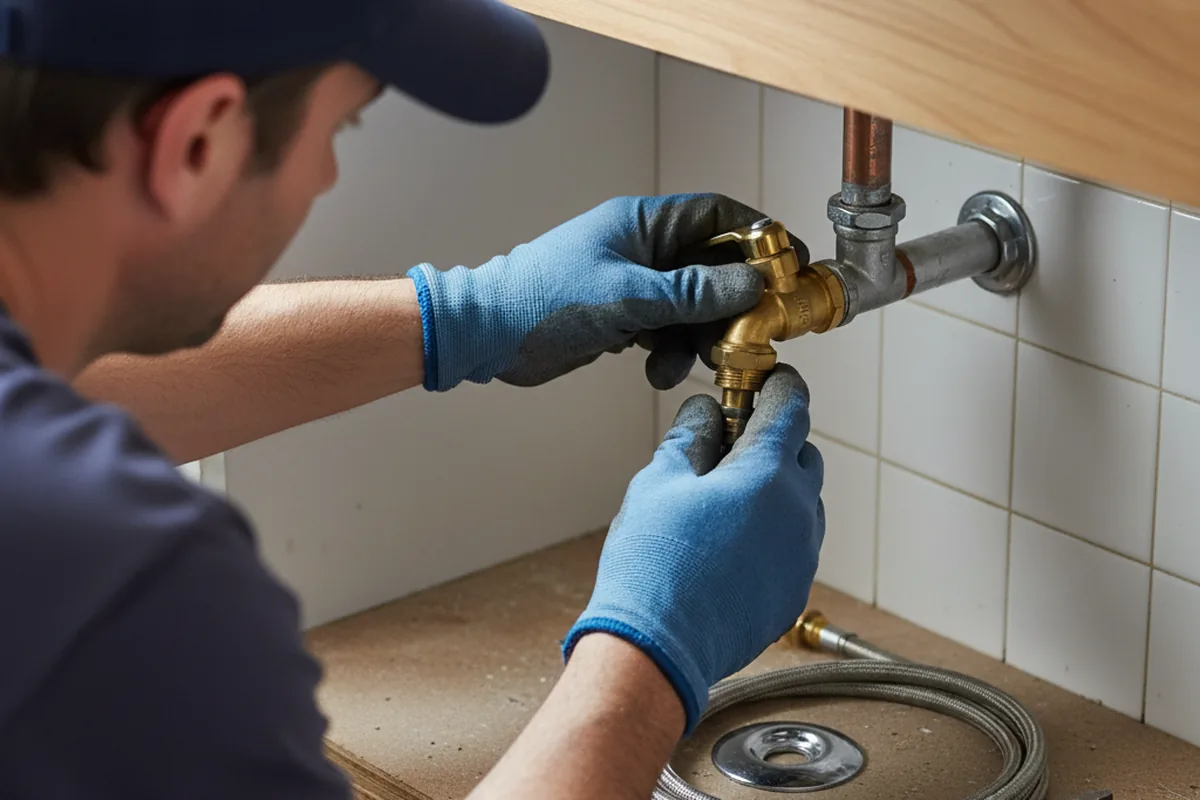 Shutoff valve and fitting work during Burst Pipe Repair in North Norwich